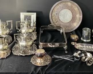 Silver Plate  Lot 1  Tea Pots And Trivet  Serving Tray  More 