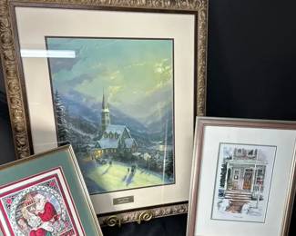 Santas Workshop by Marilyn Gaudre Thomas Kinkade Moonlit VillageWilliam Mangum Deck the Halls