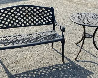 Metal Bench And Sidetable 