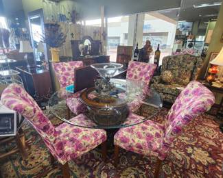 Glass top table w/. 4 chairs