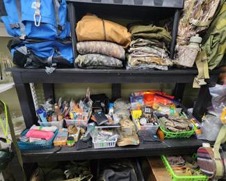Back packs, camo clothing