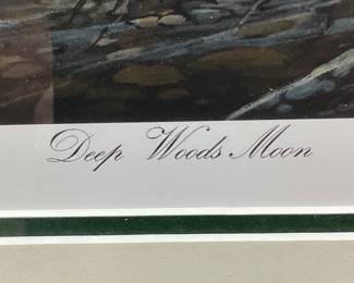 KING, W- S, NC ARTIST TIM BRUCE GHOST SERIES SIGNED #11/150 DEEP WOODS MOON FRAMED PRINT, OLD TIMERS PREPARING TO MAKE MOONSHINE DOWN BY THE CREEK