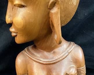 HAND CARVED WOOD AFRICAN MOTHER & CHILD SCULPTURE, 11in H