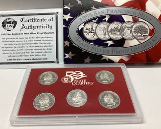 1999 silver quarter proof set 5 coin proof set 90.0 silver
