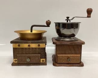 2 VTG. COFFEE GRINDERS Missing grinder in one