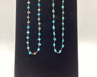 2 VINTAGE JAY KING SOUTHWEST TURQUOISE AND LIQUID STERLING SILVER NECKLACES AND A JAY KING COIL BRACELET TURQUOISE, PURPLE AND YELLOW GEMSTONES