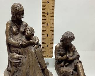 (2) BRONZE MOTHER & CHILD SCULPTURES, 1975 SILVANA DEMICHELIS, 1976 DOREEN KERN MOTHER READING TO CHILD