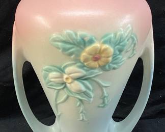 HULL POTTERY DOUBLE HANDLED WILDFLOWER VASE, 10inH