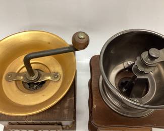 2 VTG. COFFEE GRINDERS Missing grinder in one