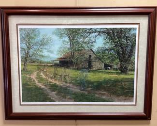  KING, W-S, NC ARTIST TIM BRUCE GHOST SERIES SIGNED #11/750 BACK IN OUR TIME FRAMED PRINT, FARMER w 2 MULES GETTING READY TO TILL