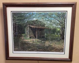 NC ARTIST TIM BRUCE GHOST SERIES SIGNED #295/450 FAMILY TIES FRAMED PRINT, FAMILY WORKING ON THE FARM NO SHIPPING PICKUP ONLY