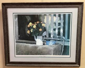 NC ARIST BOB TIMBERLAKE SIGNED #163/1000 MRS.LEONARDS MARIGOLDS FRAMED PRINT NO SHIPPING PICKUP ONLY