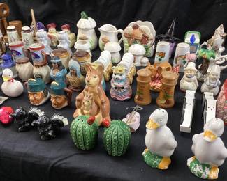 ASSORTED SALT & PEPPER SHAKER SETS, WEDGWOOD JASPERWARE, CHERISHED TEDDIES, CACTUSES, CARDINALS, DUCKS, OCCUPIED JAPAN NO SHIPPING PICKUP ONLY