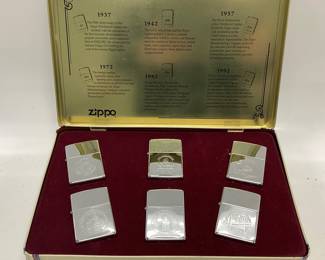 ZIPPO 60th ANNIVERSARY COLLECTORS EDITION 1932 to 1992 set of six vintage lighters unfired