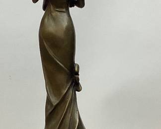 SIGNED ALDO VITALEH TENDERNESS BRONZE MOTHER & CHILD SCULPTURE w MARBLE BASE, 13.5in H