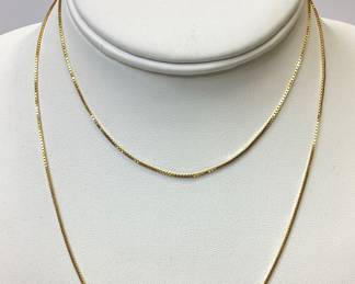 14k GOLD BOX LINK NECKLACE 4.60 grams