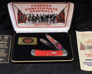 CASE XX FAMOUS CONFEDERATE GENERALS RED BONE TRAPPER KNIFE IN THE BOX