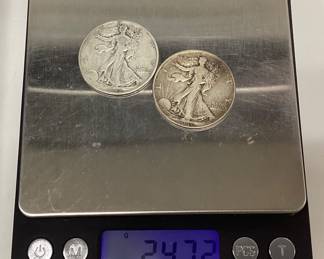 2 Walking liberty half dollars 1945, 1946 Philadelphia mint