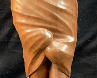 HAND CARVED WOOD MOTHER & CHILD SCULPTURE, 18in H