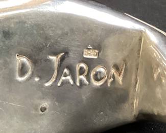 SIGNED D. JARON STERLING SILVER MOTHER & CHILD SCULPTURE, 174g TOTAL WEIGHT, 4in H