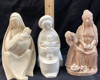  (3)VTG. MOTHER & CHILD SCULPTURES, DEL GAIA, ARTIST SIGNED 1971 #325