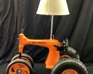 Vtg. Sewing machine Allis Chalmers lamp Great Functional re purposed Antique. No shipping PICKUP only.