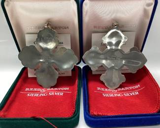 2) REED AND BARTON STERLING CHRISTMAS CROSSES Ltd. Edition Sterling Silver 1999, 2000. Total weight 37.39 grams