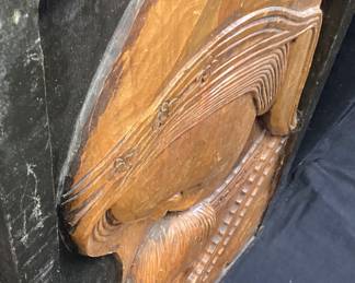 MID CENTURY MADONNA & CHILD HAND CARVED WOOD WALL PLAQUE NO SHIPPING PICKUP ONLY