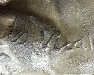 SIGNED ALDO VITALEH TENDERNESS BRONZE MOTHER & CHILD SCULPTURE w MARBLE BASE, 13.5in H