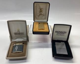 2 VINTAGE RONSON LIGHTERS AND ONE COLIBRI BUTANE LIGHTER