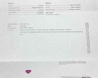 PLATINUM SAPPHIRE & DIAMOND RING, SIZE 7.25, G.I.A. CERTIFIED RARE UNHEATED KASHMIR SAPPHIRE, 0.77ct SAPPHIRE, 0.65cts DIAMONDS, 5.7g TOTAL WEIGHT, AIGL APPRAISAL $12,400.00