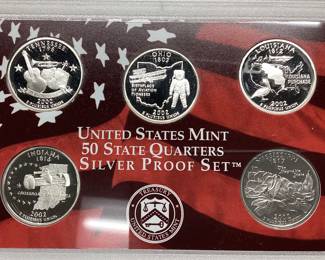  2002 silver quarter proof set 6 coin proof set 90.0 silver