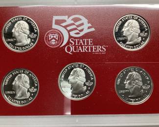 2001 silver quarter proof set 5 coin proof set 90.0 silver