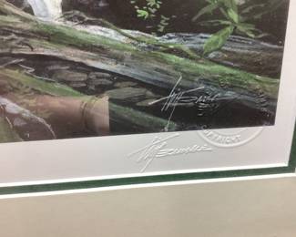 KING, W- S, NC ARTIST TIM BRUCE GHOST SERIES SIGNED #11/150 DEEP WOODS MOON FRAMED PRINT, OLD TIMERS PREPARING TO MAKE MOONSHINE DOWN BY THE CREEK