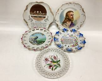 5 VTG. PORCELAIN PLATES Ucagco bird plate