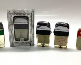 5) SCRIPTO VU-LIGHTERS FLY FISHING, PIN UP, HUNTER AND ADVERTISING