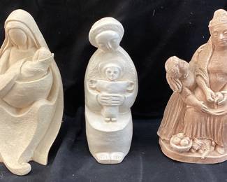  (3)VTG. MOTHER & CHILD SCULPTURES, DEL GAIA, ARTIST SIGNED 1971 #325