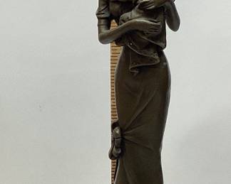 SIGNED ALDO VITALEH TENDERNESS BRONZE MOTHER & CHILD SCULPTURE w MARBLE BASE, 13.5in H