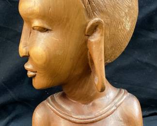 HAND CARVED WOOD AFRICAN MOTHER & CHILD SCULPTURE, 11in H