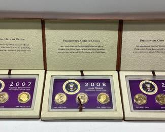 3 Presidential dollar sets 2007, 2008, 2009. 3 coin sets from all 3 mints. Washington, Monroe, Taylor
