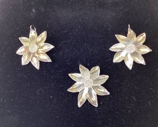 STERLING SILVER FLORAL EARRINGS AND BROOCH HANDMADE BY STUART NYE