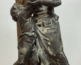 BRONZE MOTHER & CHILD DANCING SCULPTURE, 15in H 2 SMALL CRACKS ON THE BASE