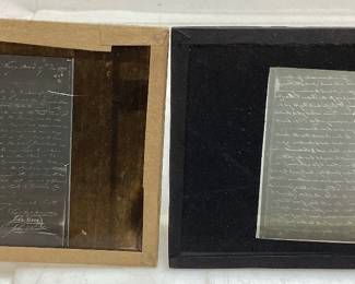 ANTIQUE REVOLUTIONARY WAR ERA LANTERN GLASS SLIDE PLATES, 1777 LETTER SIGNED BY JOHN NIXON & JOHN WHARTON, VARIOUS LETTERS DATED 1778 & 1779, ELEAZER OSWALD PORTRAIT, FORT GEORGE POWDER HORN, THE DEPLORABLE STATE OF AMERICA OR SC-H GOVERNMENT BRITISH CARTOON, AMERGIO VESPUCCI EXPLORER WITH EASTMAN LANTERN SLIDE PLATES BOX & SEEDâ€™S DRY PLATES BOX