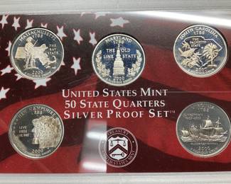 2000 silver quarter proof set 5 coin proof set 90.0 silver