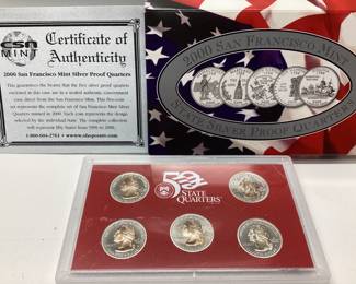 2000 silver quarter proof set 5 coin proof set 90.0 silver