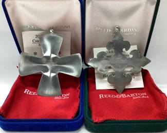 2) REED AND BARTON STERLING CHRISTMAS CROSSES Ltd. Edition Sterling Silver 2003, 2005. Total weight 32.75 grams