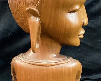 HAND CARVED WOOD AFRICAN MOTHER & CHILD SCULPTURE, 11in H
