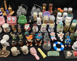 ASSORTED VTG. SALT & PEPPER SHAKER SETS, NOVELTY, HOLIDAY THEMES, CHARACTERS, HOUSEHOLD OBJECTS