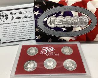 2001 silver quarter proof set 5 coin proof set 90.0 silver