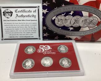 2002 silver quarter proof set 6 coin proof set 90.0 silver